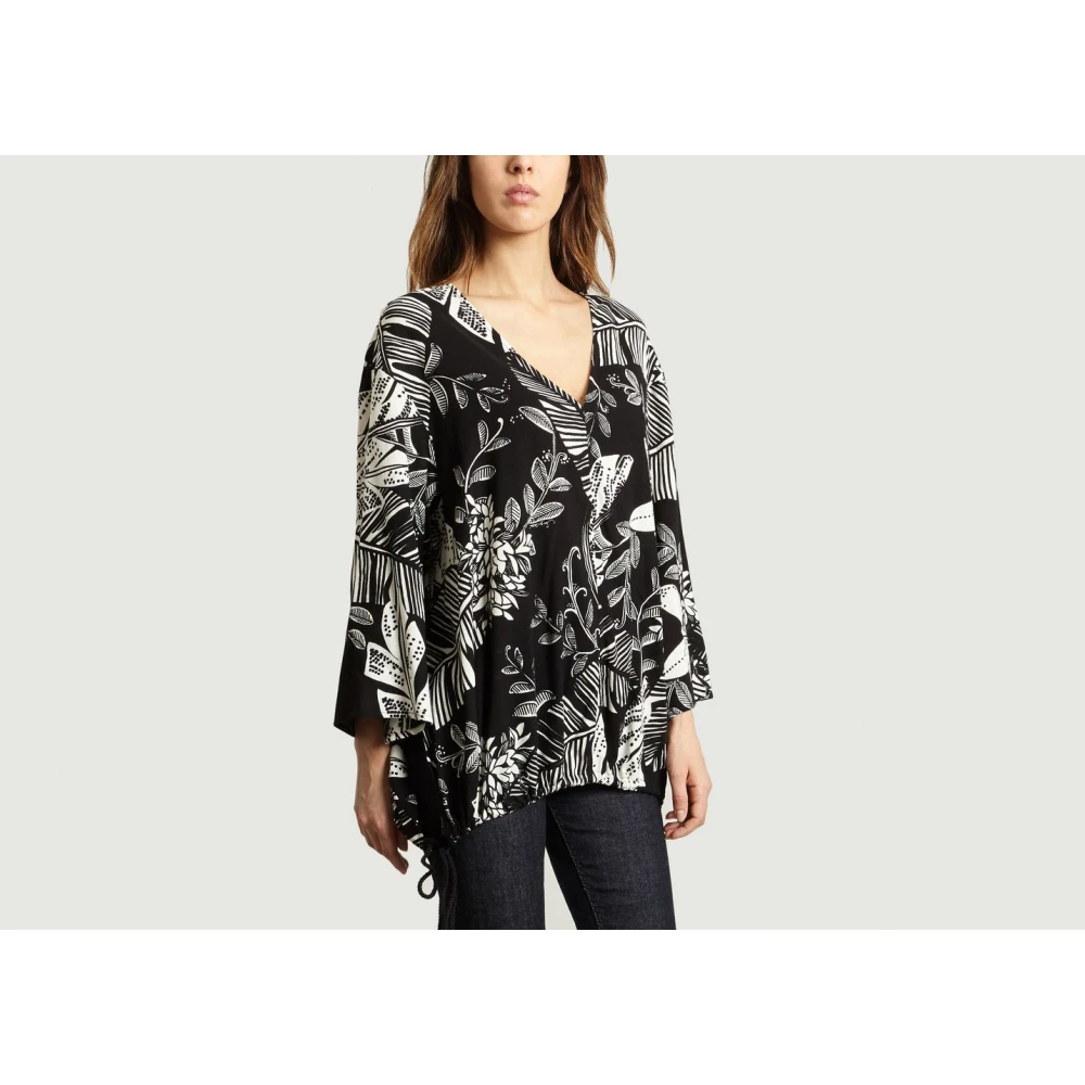 See by Chloé Jungle Bedrukte V-Hals Blouse Black Dames