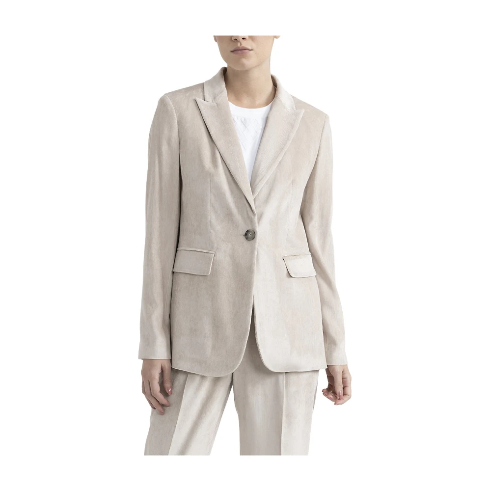 PESERICO Corduroy single-breasted blazer Beige Dames