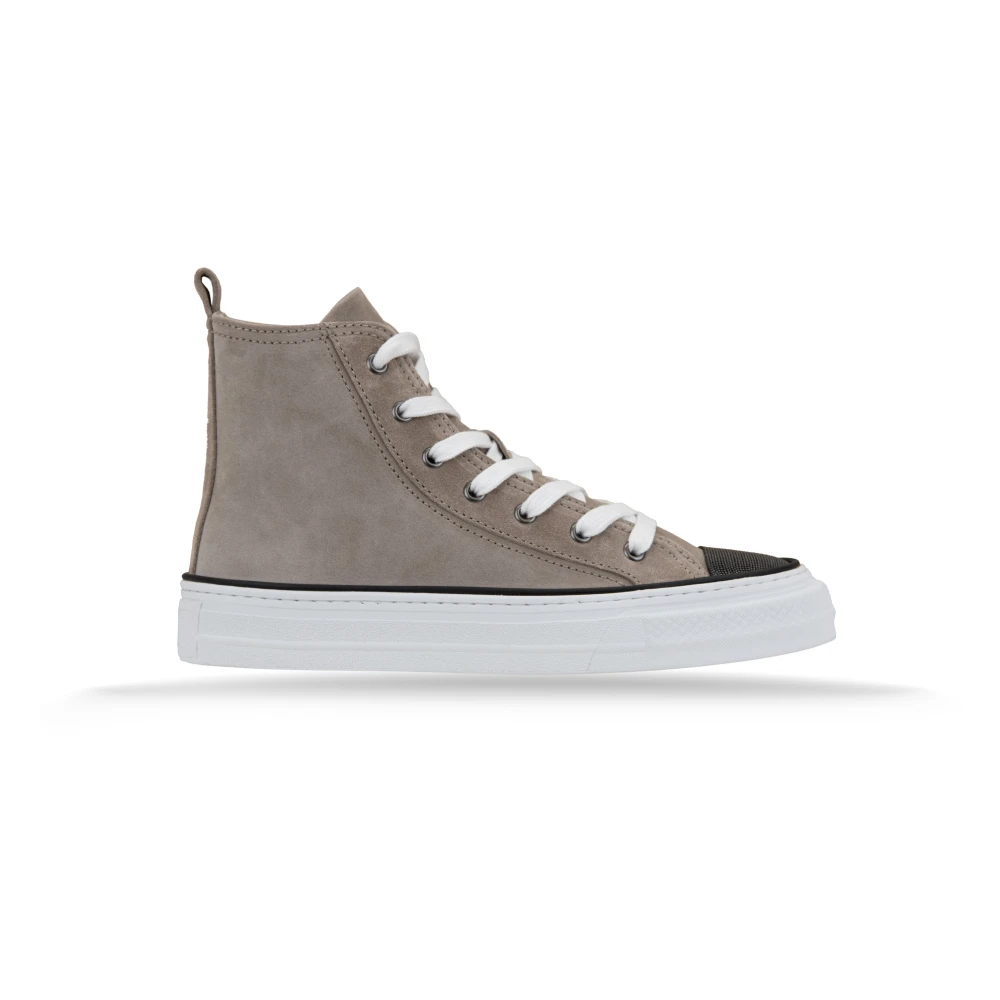 Brunello Cucinelli Suède vetersneakers met strass Dames Schoenen Bruin
