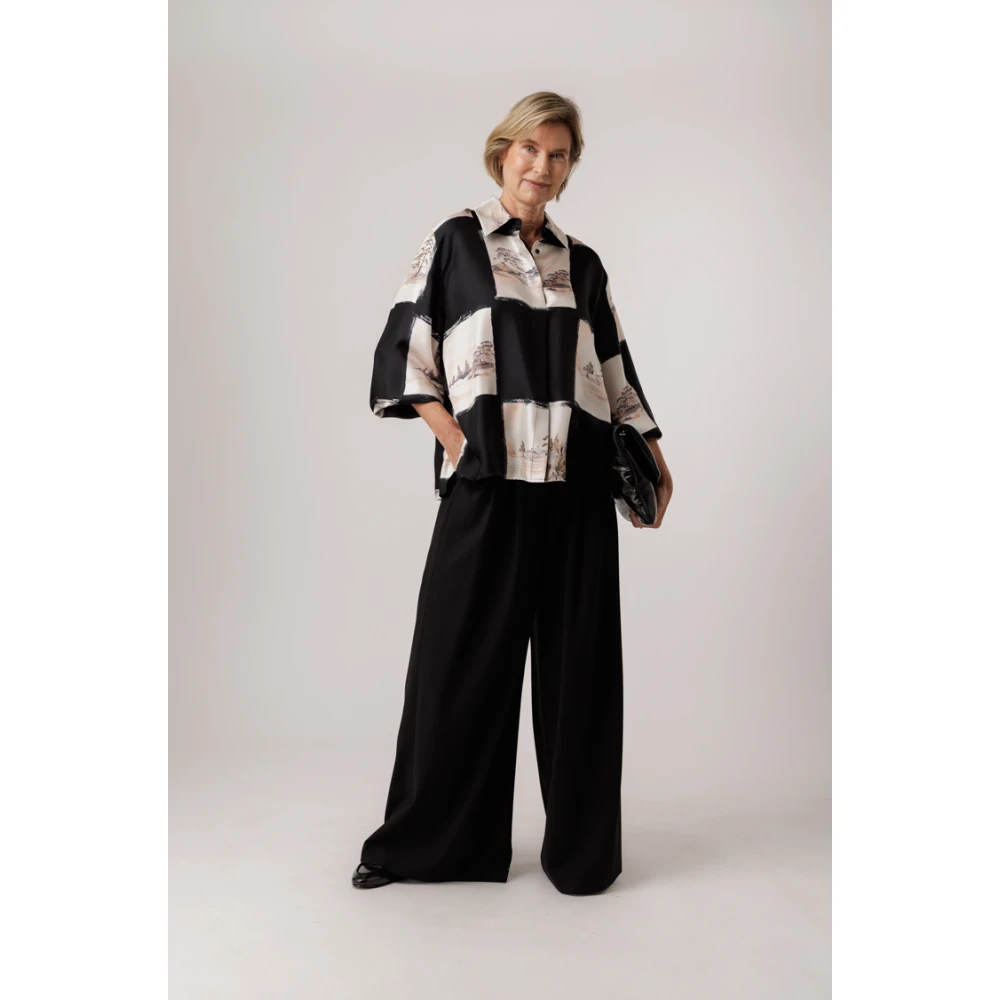 Momoni Gedrukte Blouse met Kraag en Plooidetail Multicolor Dames