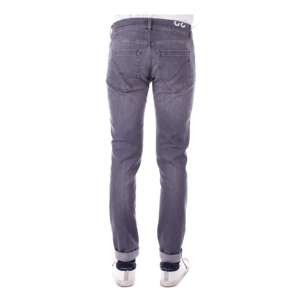 Dondup Skinny Logo Broek met Knoopsluiting Gray Heren