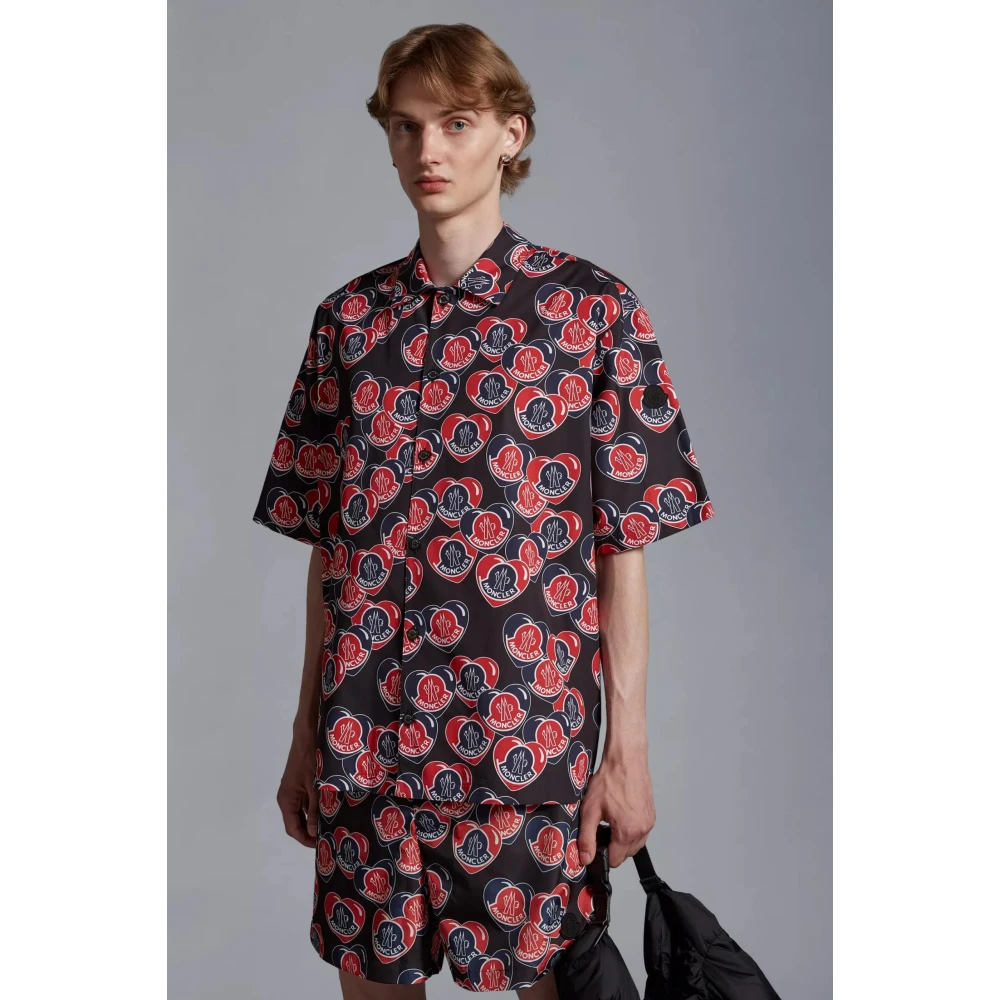 Moncler Hart Print Blauw Rood Overhemd Multicolor Heren