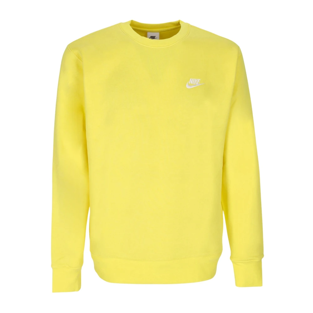 Nike Gele Crewneck Sweatshirt met Micro Geribbelde Manchetten Yellow Heren