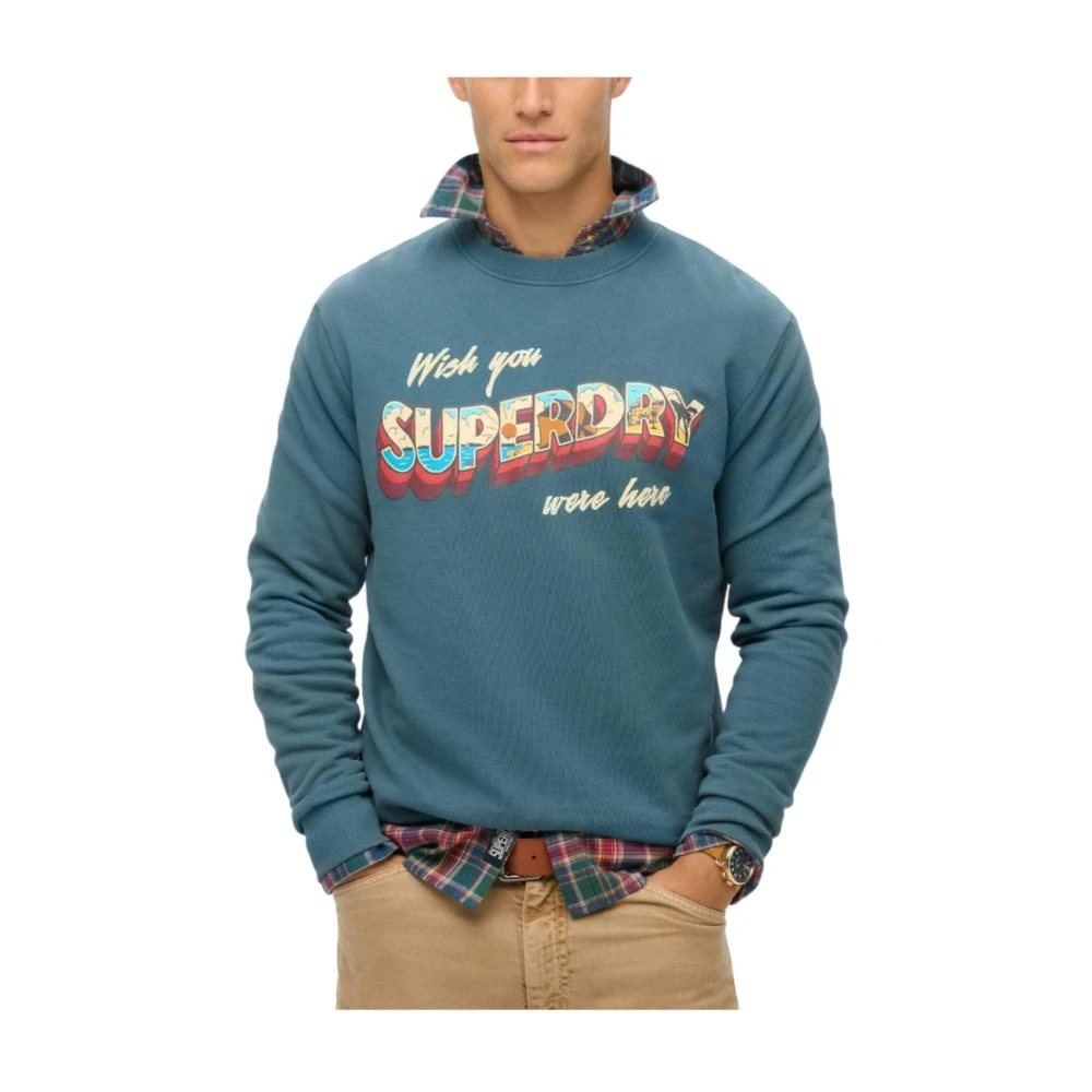 Superdry Travel Postcard Grafische Sweater Blue Heren