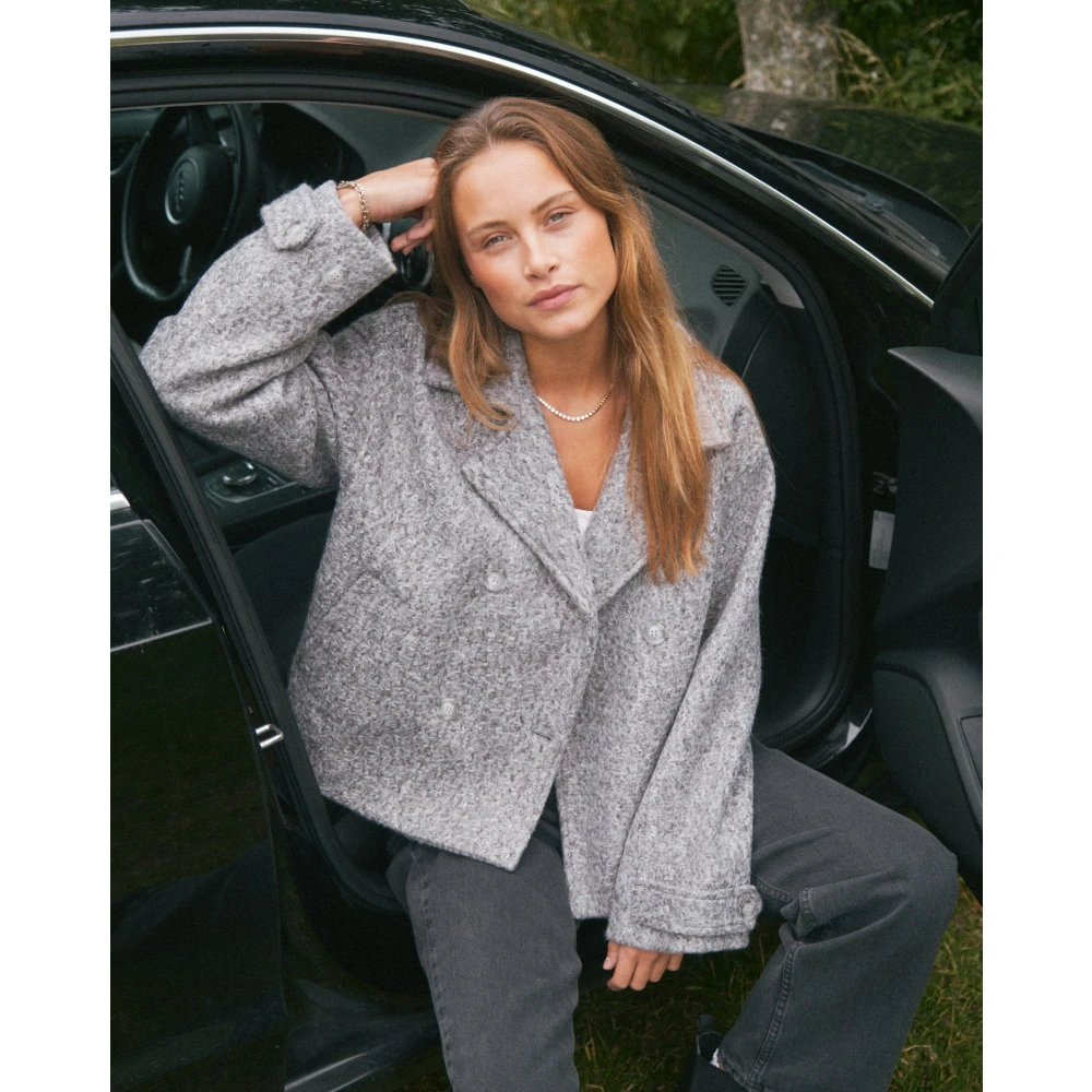 NEO NOIR Zachte Grijze Melange Jas Gray Dames