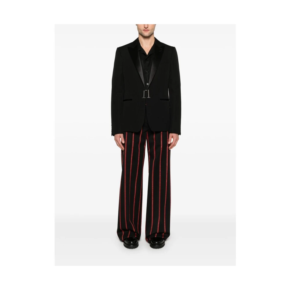 alexander mcqueen Zwarte T-Bar Jas met Schoudervullingen Black Heren