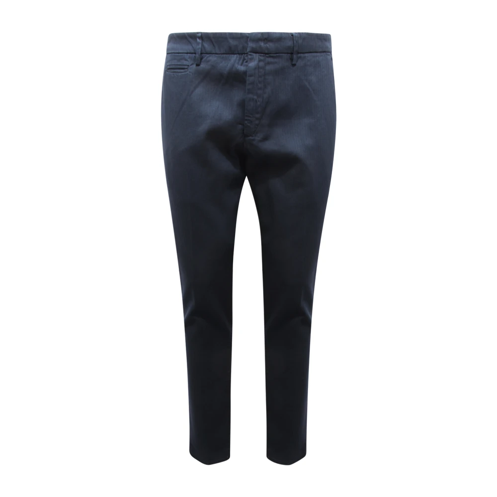 Dondup Men's Blue Slim-Fit Trousers, W31, Textured Joe Trousers Made In Italy