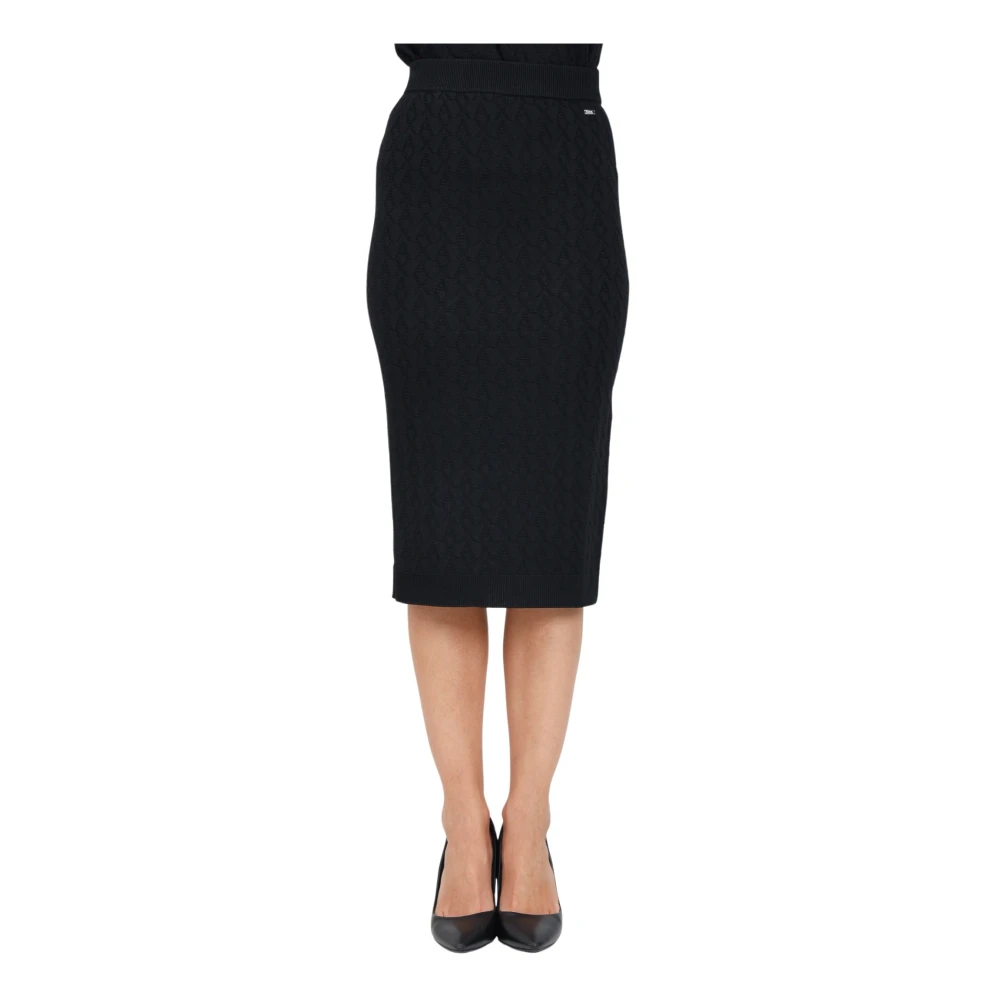 Armani Exchange Zwarte Midi Rok Elegant Veelzijdig Chic Black Dames