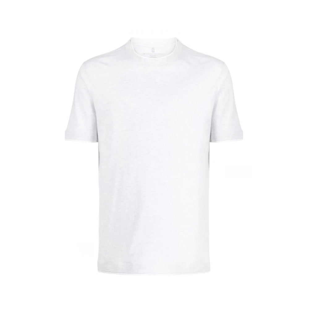 BRUNELLO CUCINELLI Lichtgrijze Katoenen Crew-Neck T-Shirt White Heren