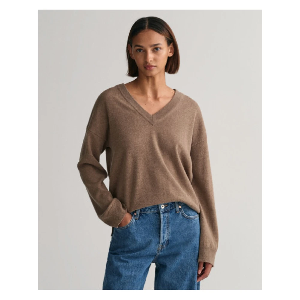 Gant V-neck Knitwear Beige Dames