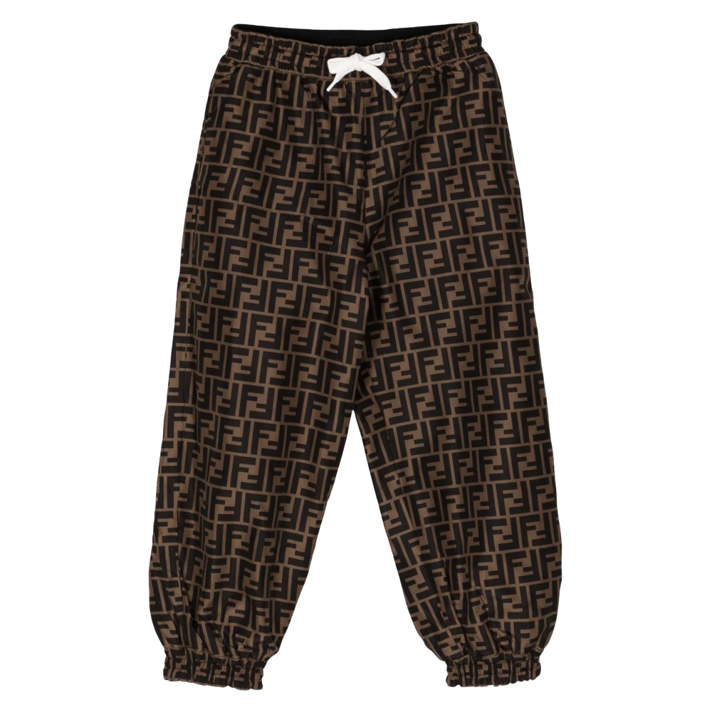 Fendi Boys Brown Sweatpants, 6 Y, Reversible Ff Logo Joggers
