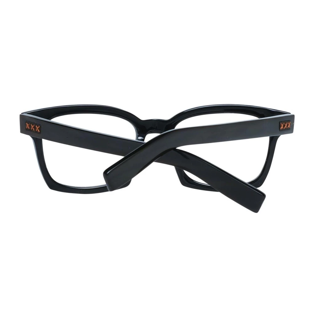 Ermenegildo Zegna Zwarte Trapezium Optische Monturen Black Heren