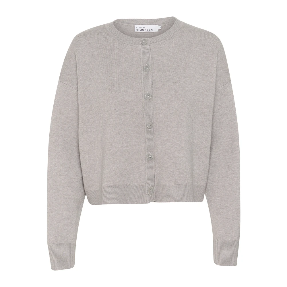 Karen by Simonsen Kort Kofta Flint Gray Melange Gray, Dam