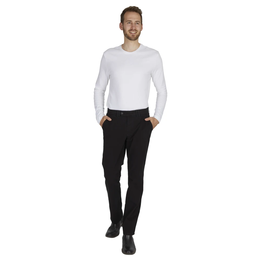 club of comfort Comfortabele platte voorkant broek met elastische tailleband en overhemd stopper Black Heren