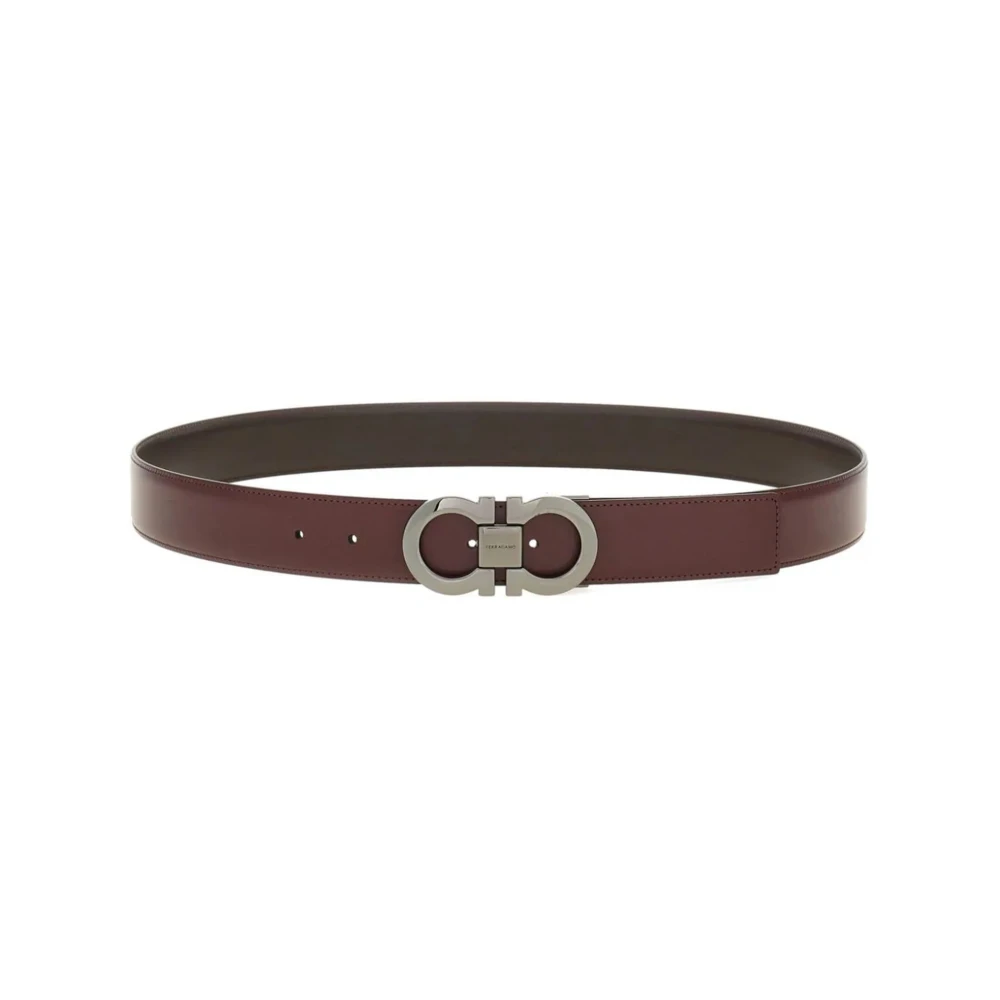 Salvatore Ferragamo Bruine Omkeerbare Gancini Riem Brown Heren