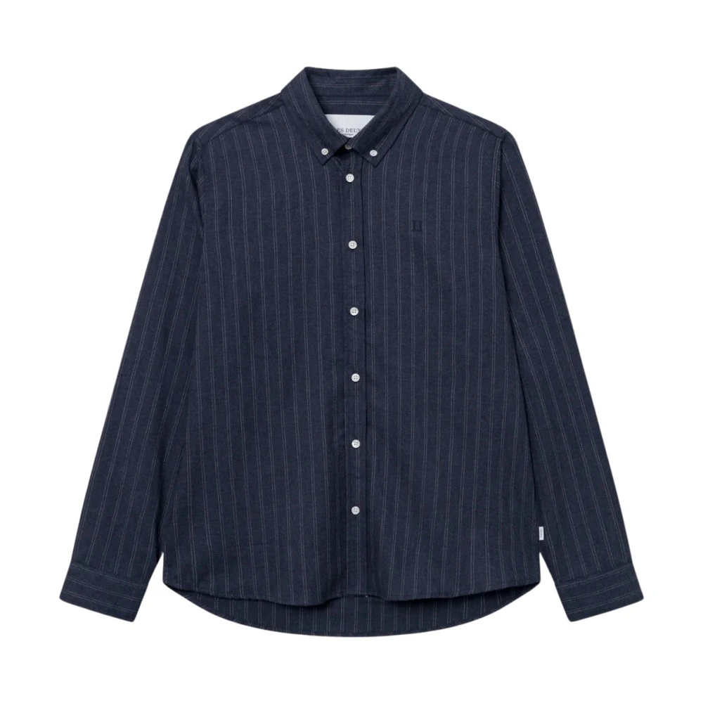 Les Deux Woestijn Streep Shirt Donker Marineblauw Ivoor Blue Heren