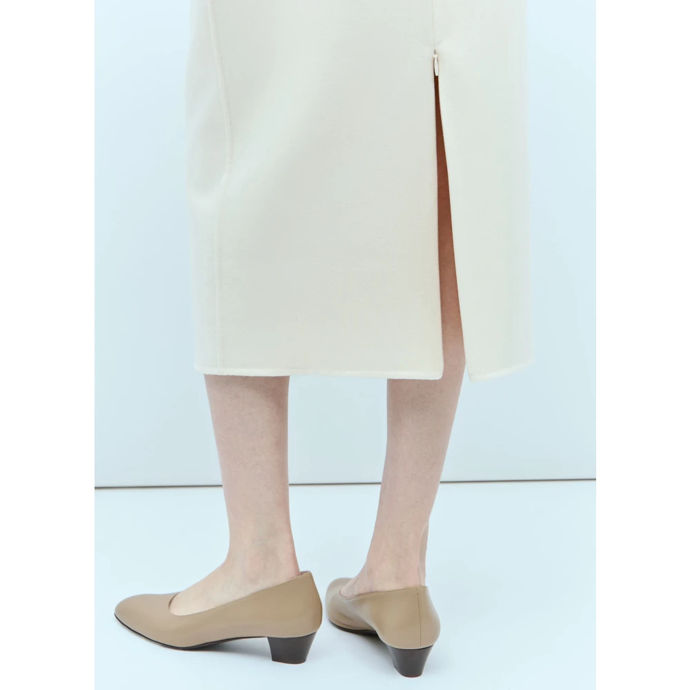 The Row Cashmere Midi Rok Hoge Taille Beige Dames