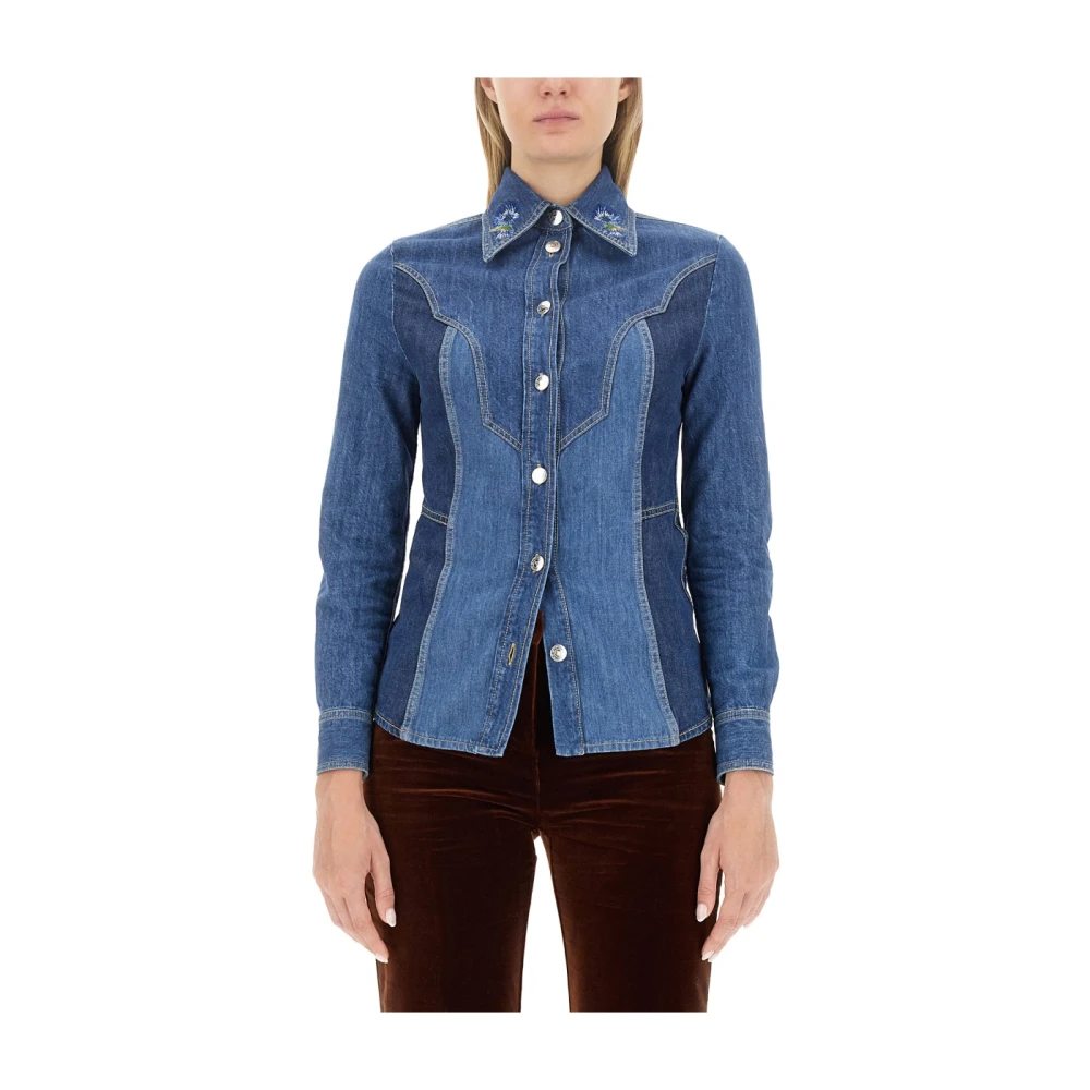 ETRO Denim Slim Fit Shirt Blue Dames