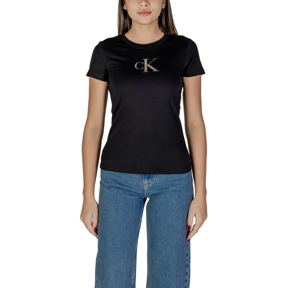 Calvin Klein Jeans Zwarte Katoenen Dames T-shirt Lente Zomer Black Dames