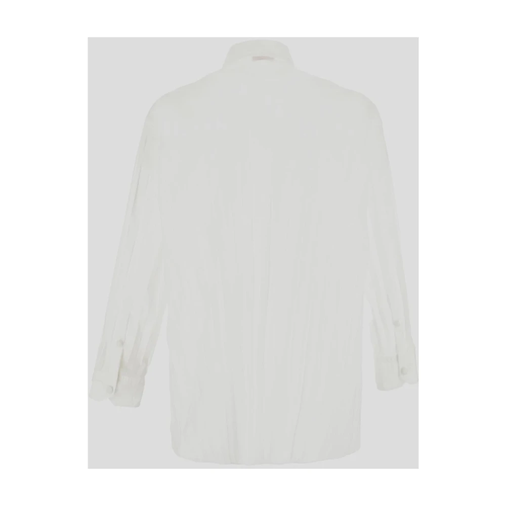 Valentino Witte Geplooide Shirt met Lange Mouwen White Heren