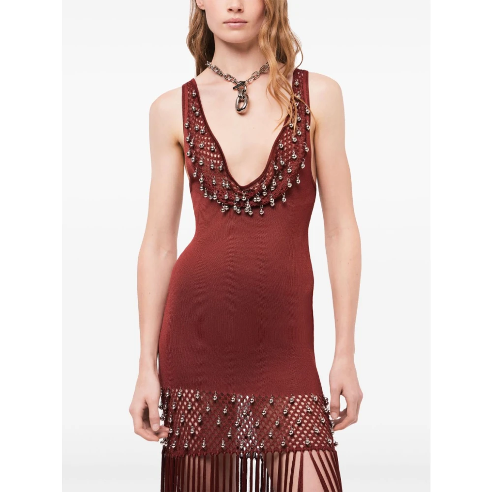 Paco Rabanne Lange Mouw Jurk Red Dames