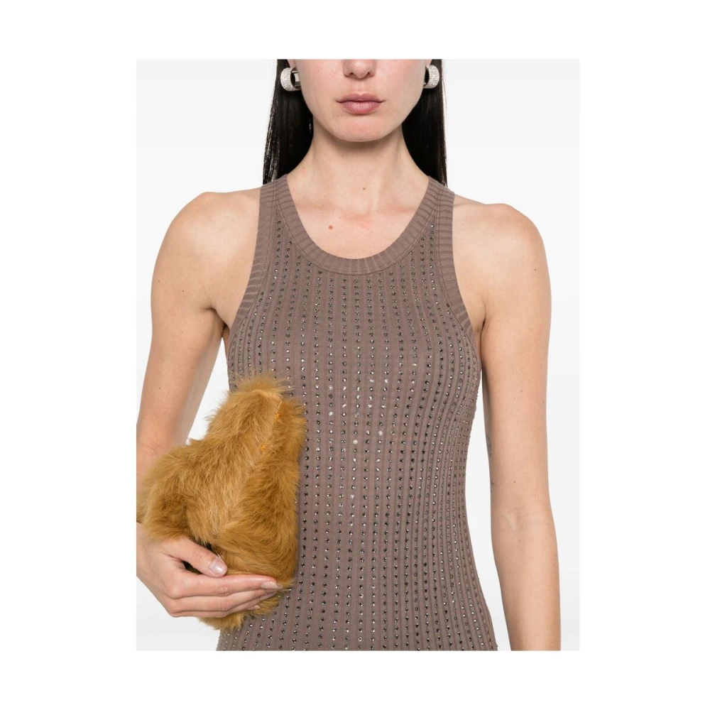The Attico Aardebruine Crew Neck Jurk Brown Dames
