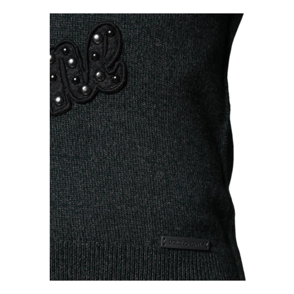 Dolce & Gabbana Grijze Wol Crew Neck Pullover Sweater Gray Heren