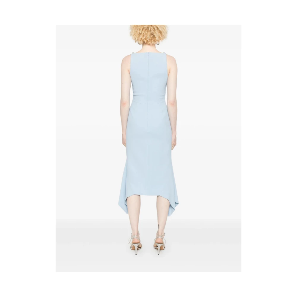 David Koma Jurk met vierkante halsmouwloos en zakdoekzoom Blue Dames