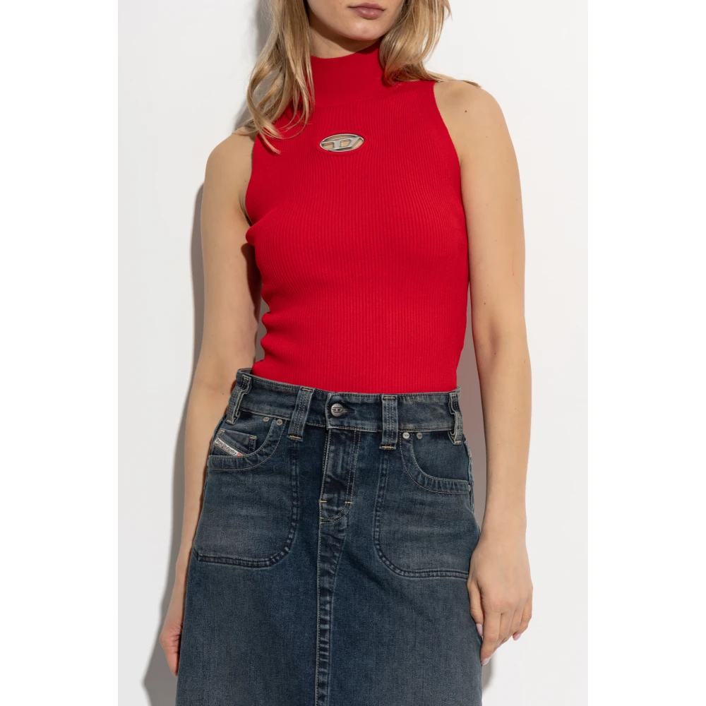 Diesel Top met logo M-Onervax-Top Red Dames