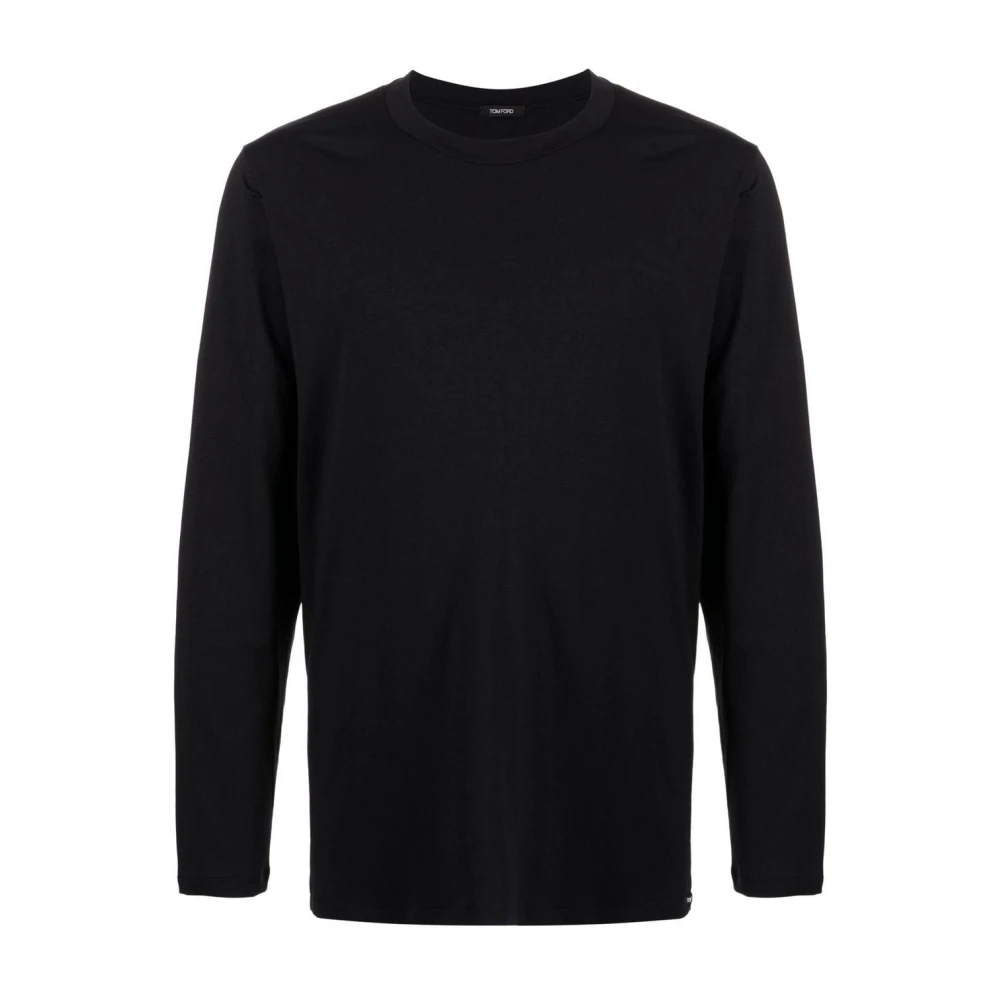 Tom Ford Men's Black Long Sleeve T-Shirts, M, Crew-Neck Long-Sleeve T-Shirt