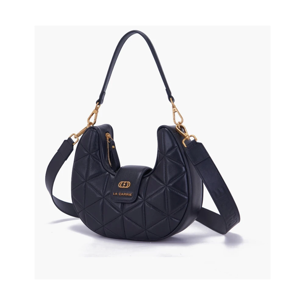 La Carrie Zwarte leren hobo handtas met ritssluiting Black Dames