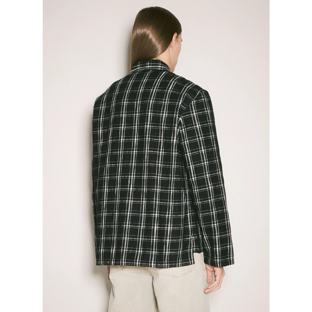 Our Legacy Geruite Katoenen Overshirt Black Heren
