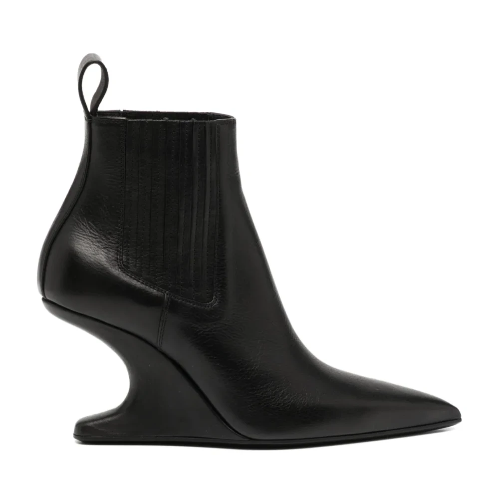 Rick Owens Leather Wedge Ankle Boots - Woman Heels Black Eu - 37 - Immagine 2