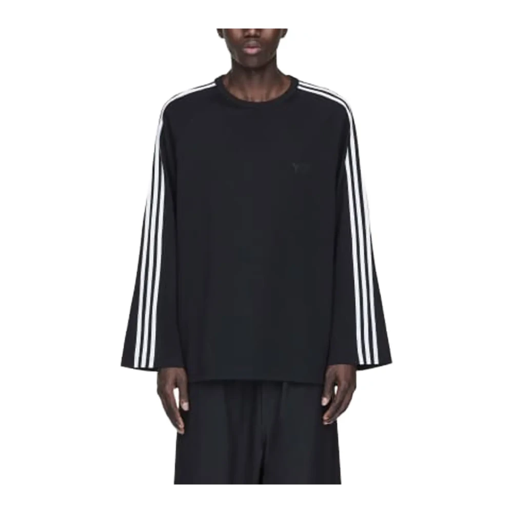Adidas Black Long Sleeve Training Tops, Male, S, 3-Stripes Longsleeve Minimalist Design