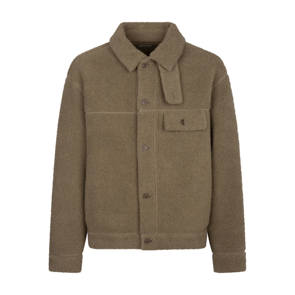 Burberry Men's Beige Fleece Shirt With Button Closure