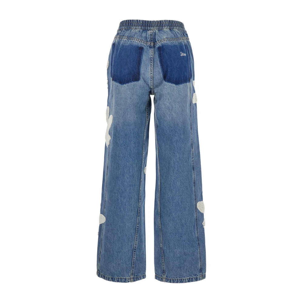 Sea NY Blauwe Gehaakte Vogel Jeans voor Vrouwen Blue Dames