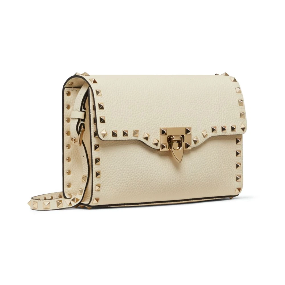 Valentino Garavani Rockstud Leren Schoudertas Beige Dames
