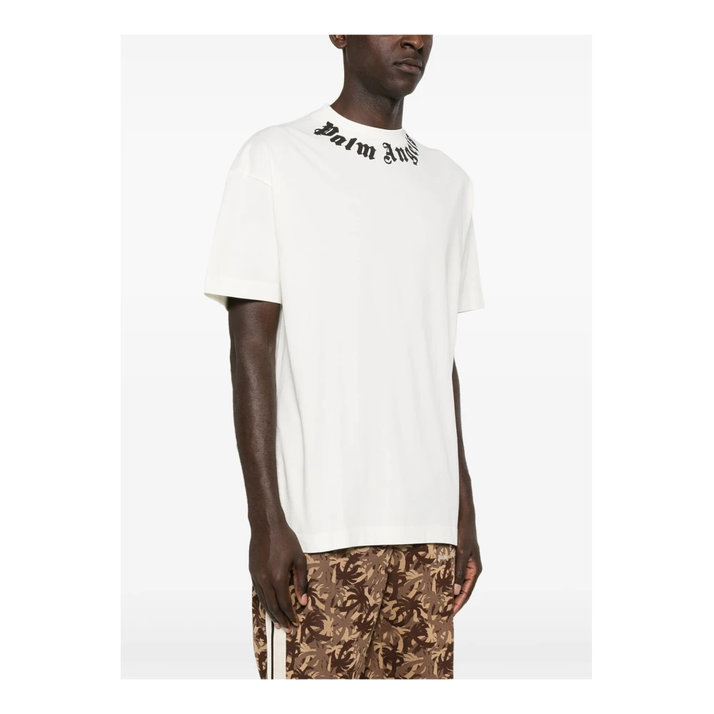 Palm Angels Hals Logo T-Shirt White Heren