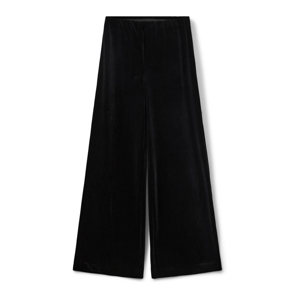 Sofie Schnoor Velours Wijde Pijp Broek Zwart Black Dames