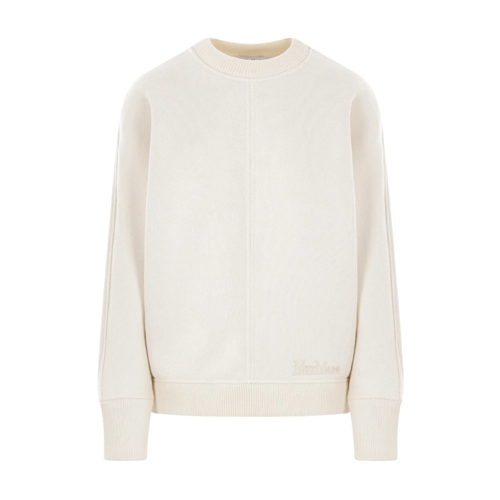 Max Mara Witte Sweater met Logo Borduurwerk White Dames