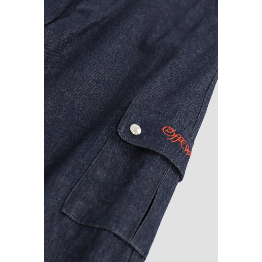 Off White Blauwe Denim Cargo Broek Blue Heren