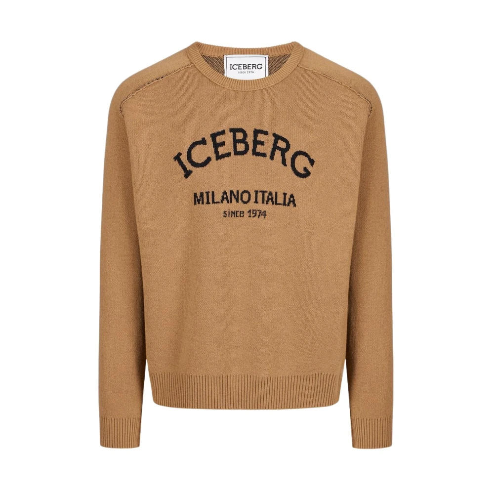 Iceberg Trui met ronde hals en logo Brown Heren