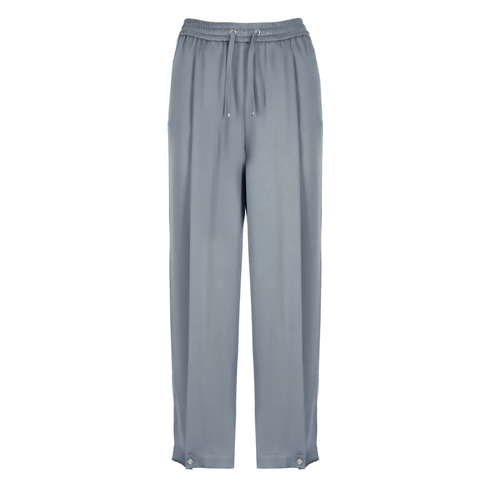 Herno Blauwe Satijnen Broek met Elastische Taille Blue Dames