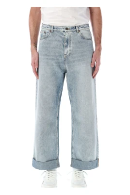 Denimbyxor med uppvikt fåll