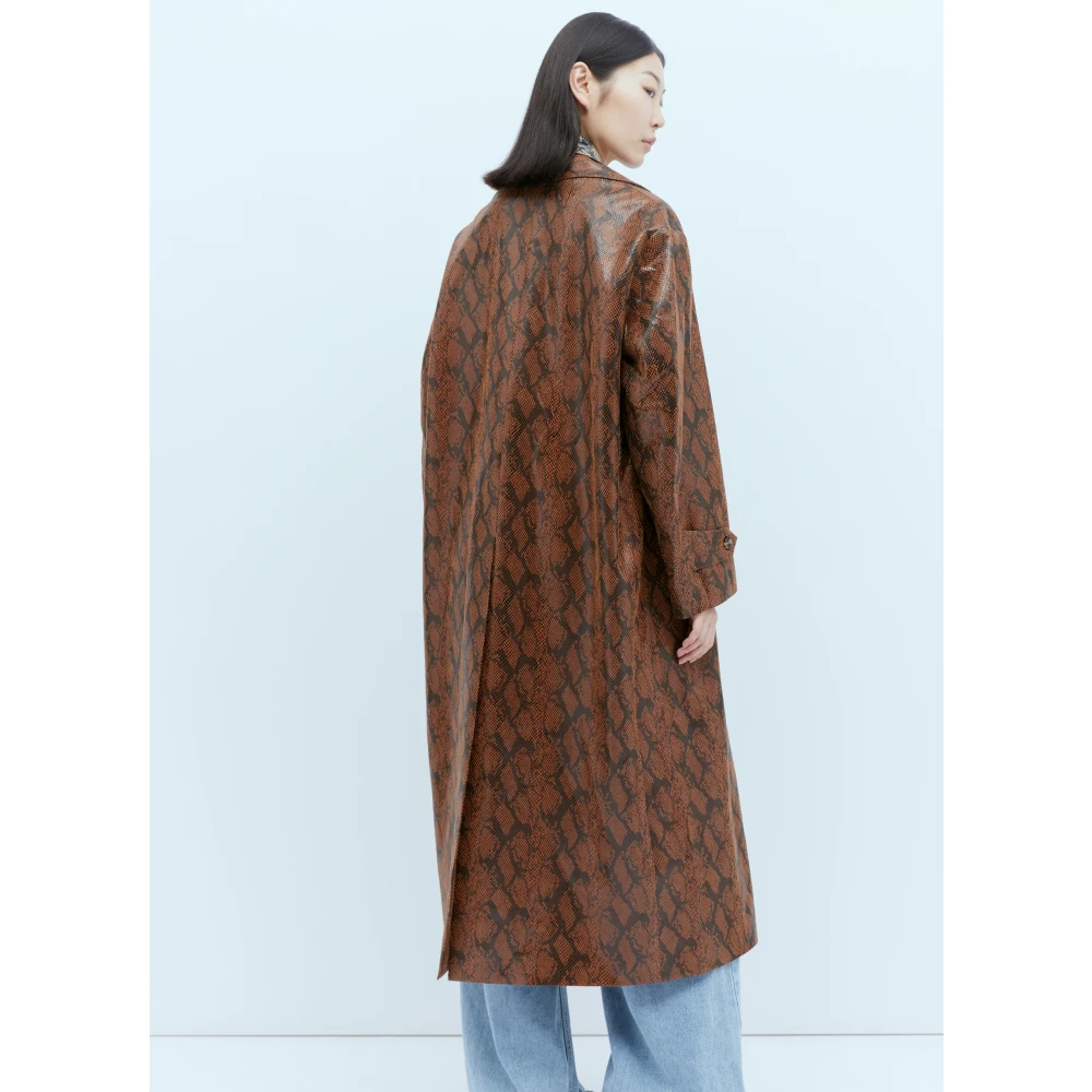 Rokh Faux Snakeskin Embossed Coat Brown Dames