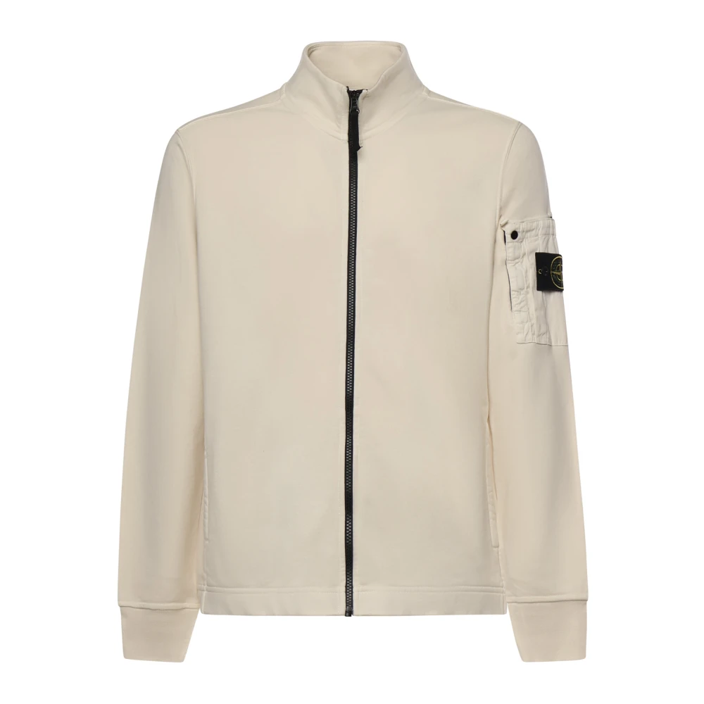 Stone Island Beige Zip-Throughs, Male, 3XL, Cotton Fleece Track Jacket