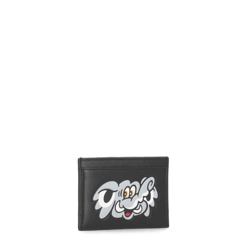 Kenzo Zwarte Leren Kaarthouder Portemonnee Black Heren