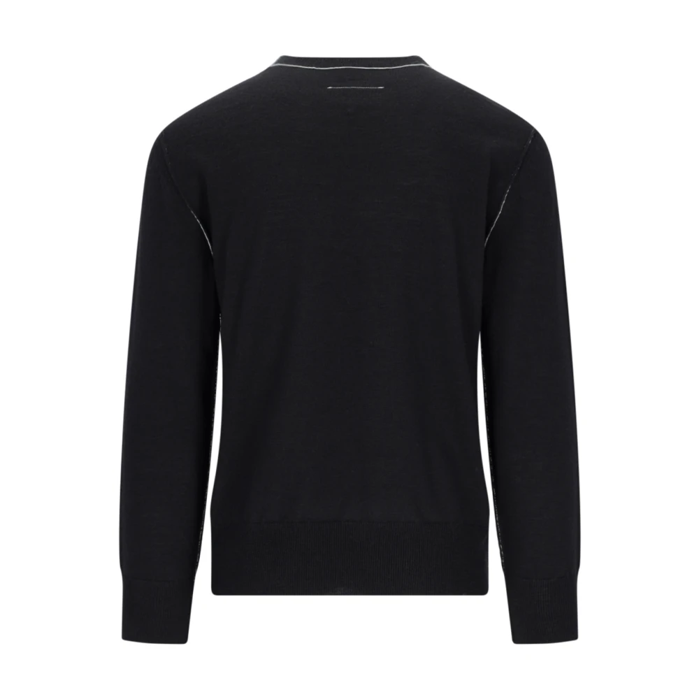 MM6 Maison Margiela Zwarte Logo Sweater met Contrastdetails Black Heren