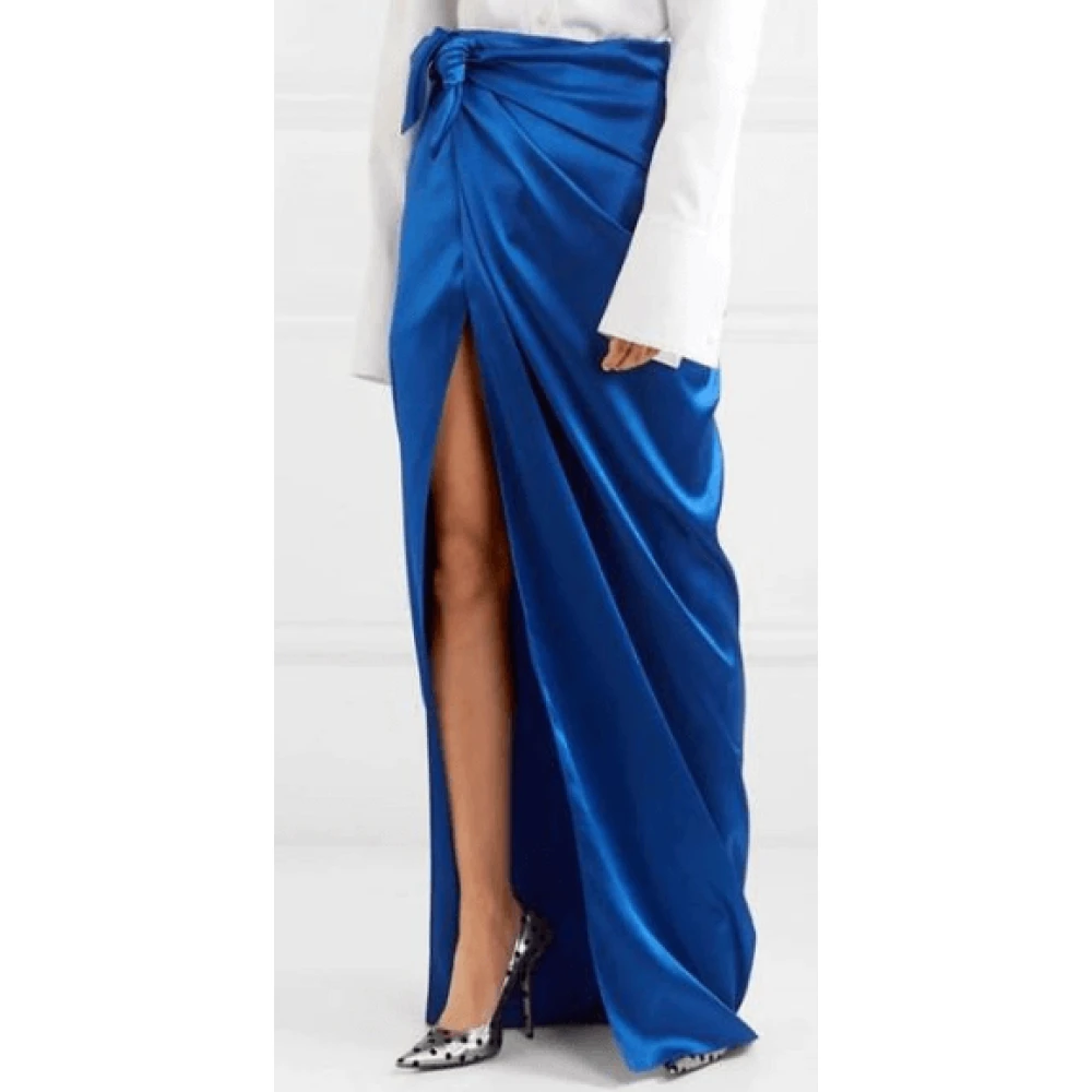 Balenciaga Elektrisch Blauwe Satijnen Omslagrok Blue Dames