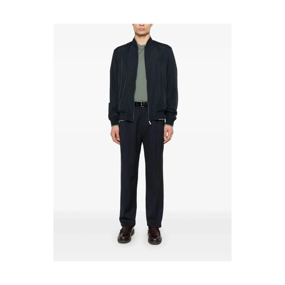 Canali Navy Blauwe Baseball Jack met Rits Blue Heren